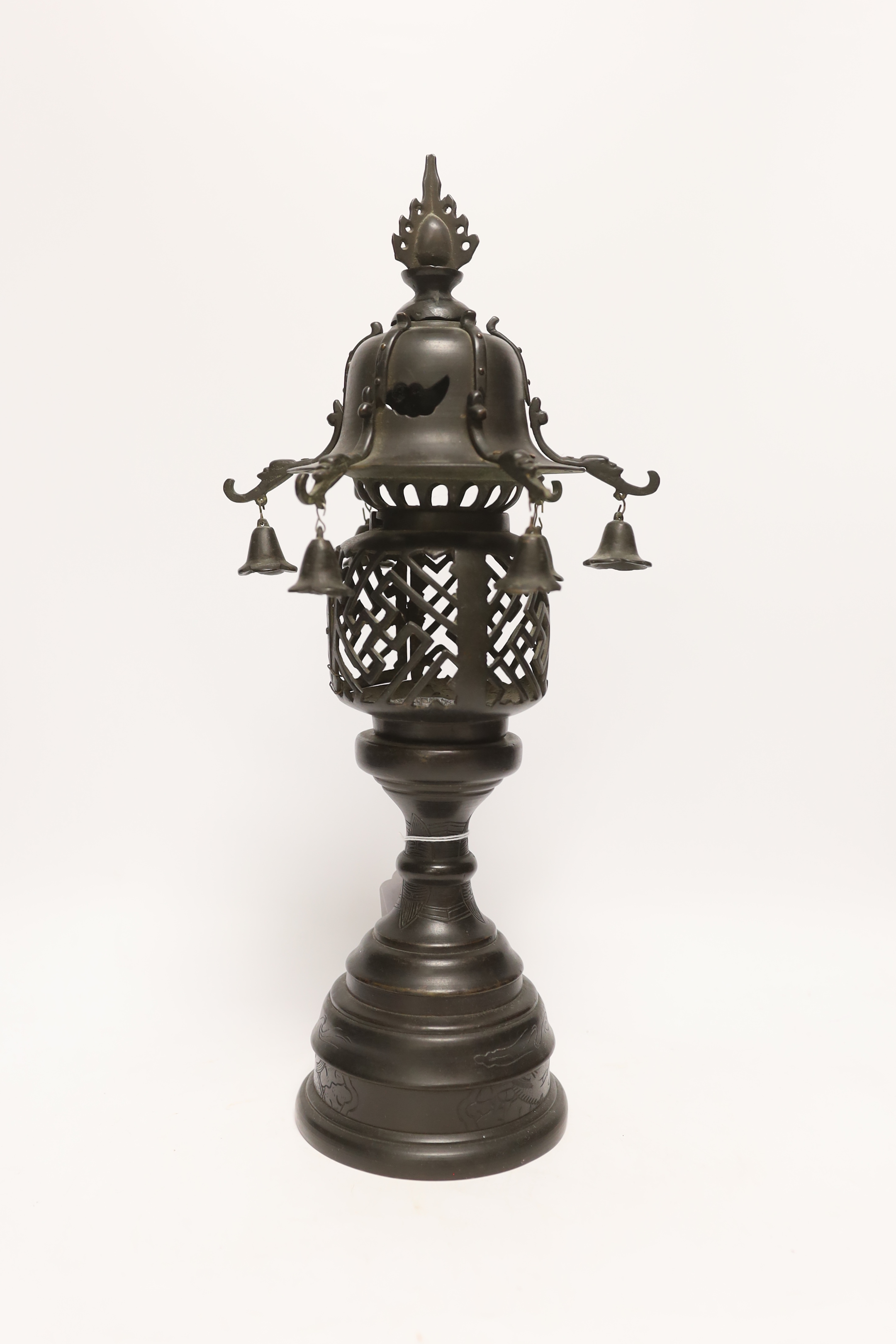 A Japanese bronze lantern, 45cm high